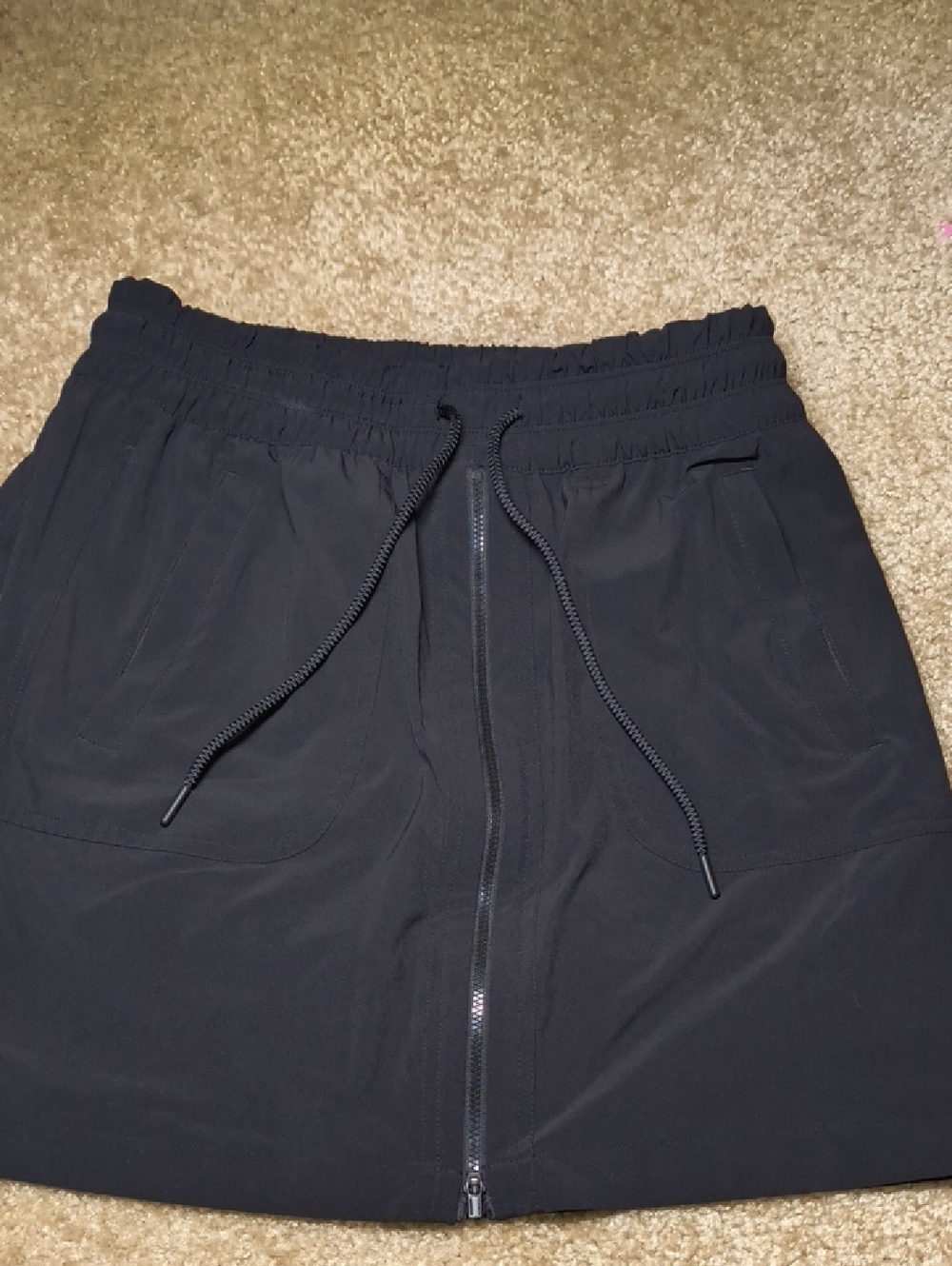 Athleta Black Zip-Front Drawstring Skort Size 6T T27